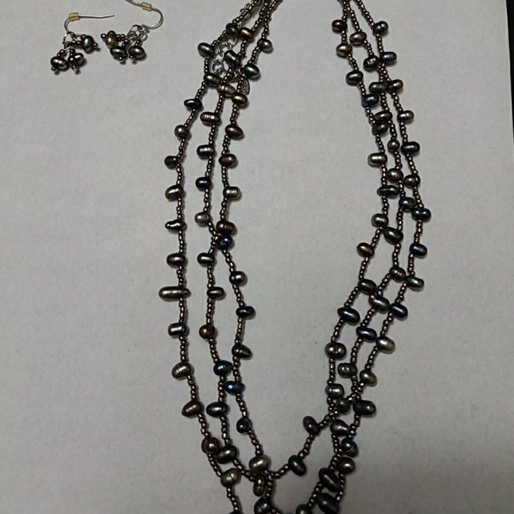 Esmor Purple and blue freshwater pearl jewelry set
